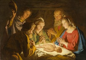 羊飼いの礼拝、1635-1637 作： Matthias Stomer